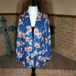 Solitaire Anthropologie Faux Suede Floral Open Front Blazer Duster Size S